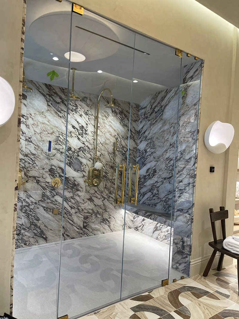 Marble shower walls protected